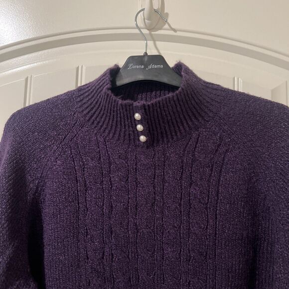 Karen Scott Women Beaded Long Sleeve Mock Neck Pullover Sweater Purple Size L - Picture 4 of 6